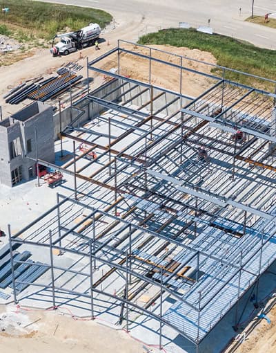 Steel Building Construction Site Progress