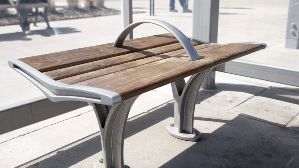 Modern Transit Bench Wood Metal Design