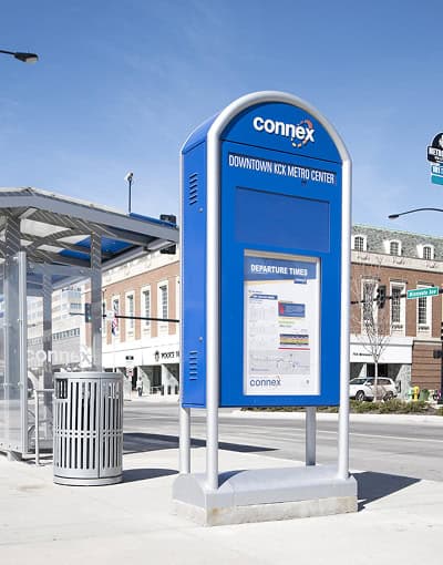 Downtown Kck Metro Center Connex Transit Sign